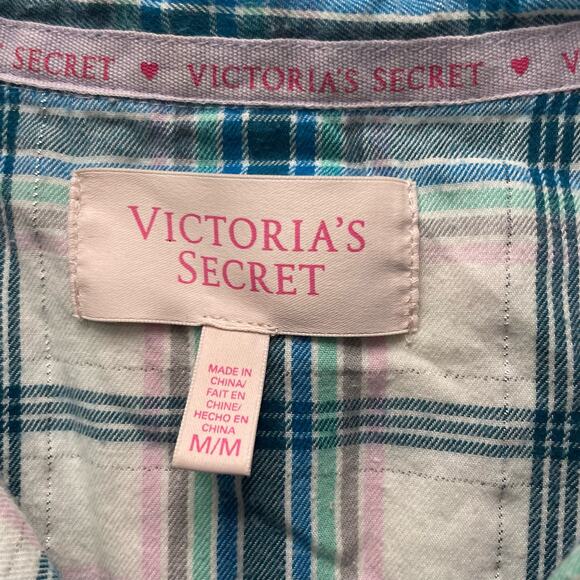Victoria’s Secret Plaid Button Down Nightshirt Size Medium - Picture 3 of 4
